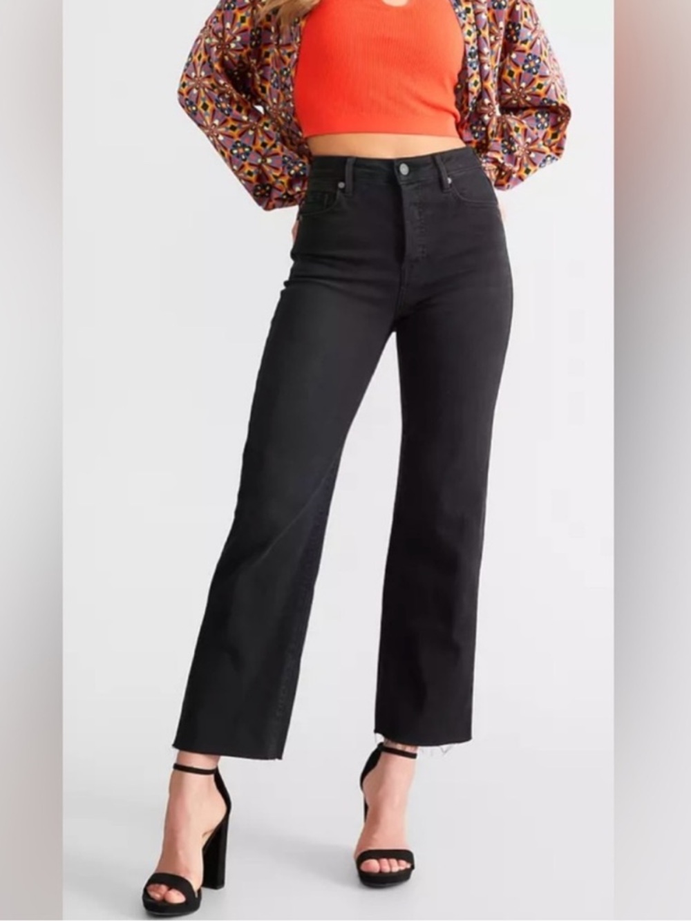 Hidden Jeans Charcoal Wide Straight High Waisted Cropped Jeans Size 31